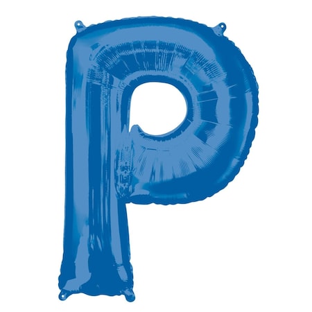 32 In. Letter P Shape Foil Balloon Blue